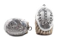 Two Silver-plate Brushes Length of longest 5 inches.