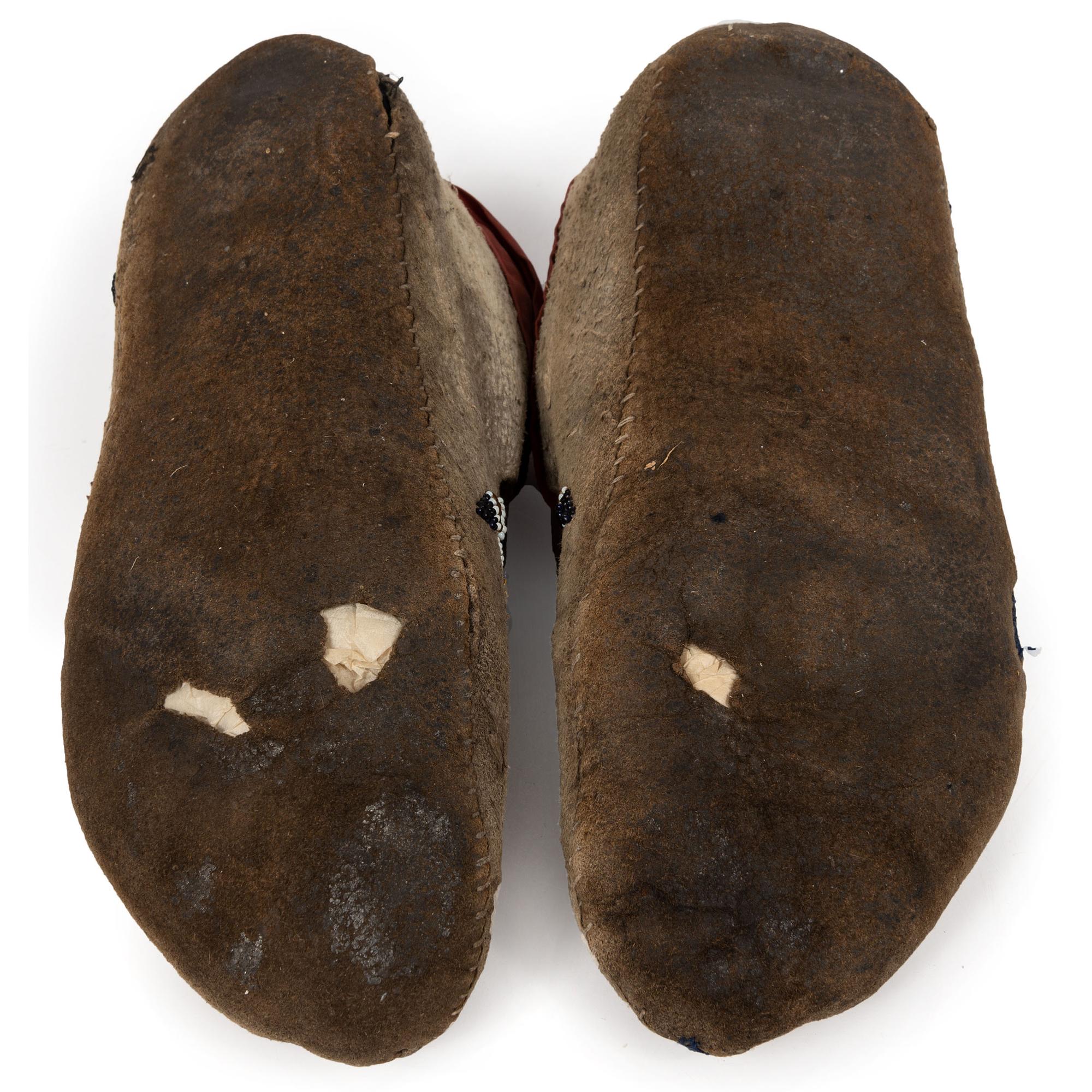 Crow Beaded Buffalo Hide Moccasins
