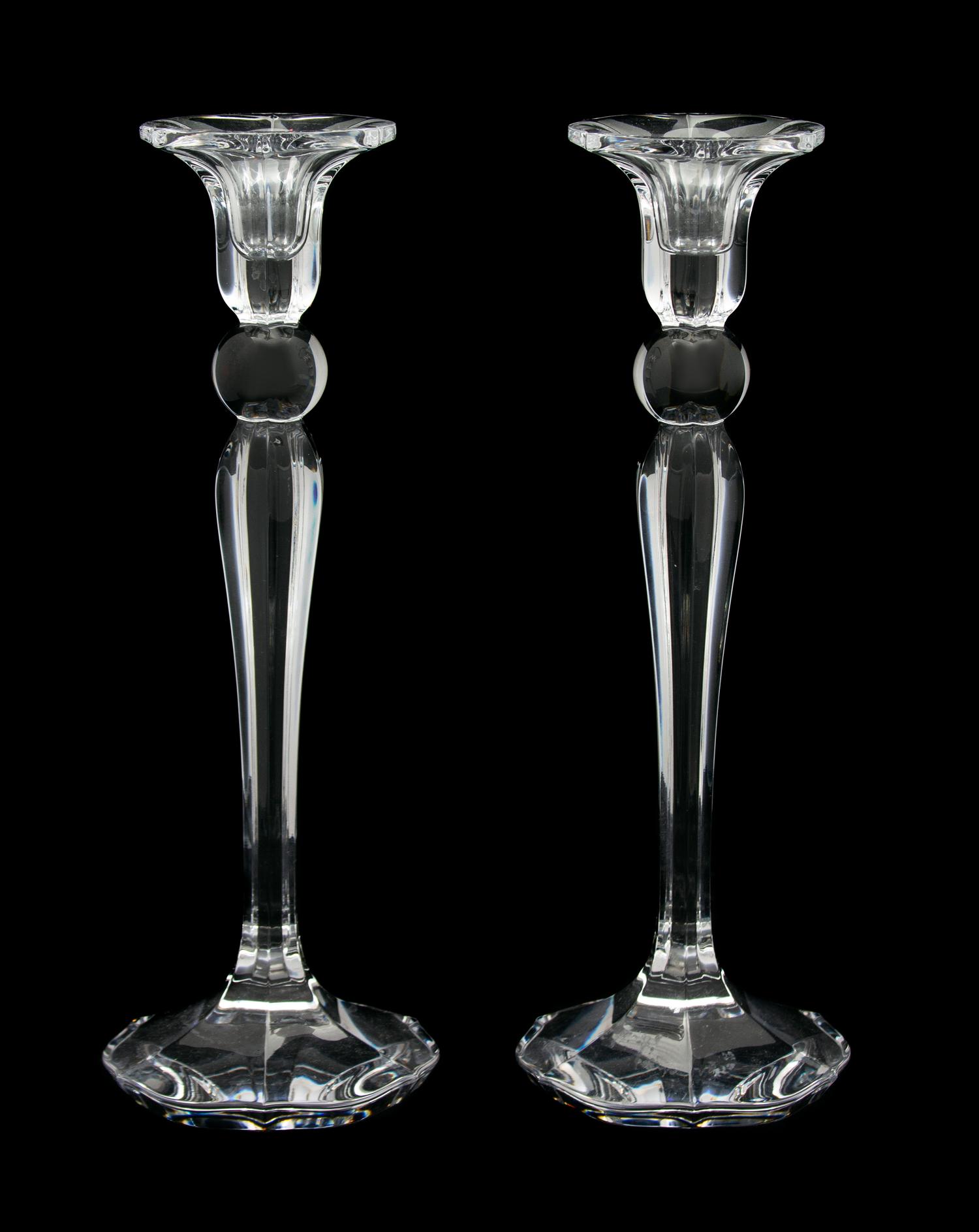 A Pair of Villeroy & Boch Crystal Candlesticks Height 11 inches. — 20TH CENTURY