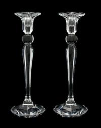 A Pair of Villeroy & Boch Crystal Candlesticks Height 11 inches. — 20TH CENTURY