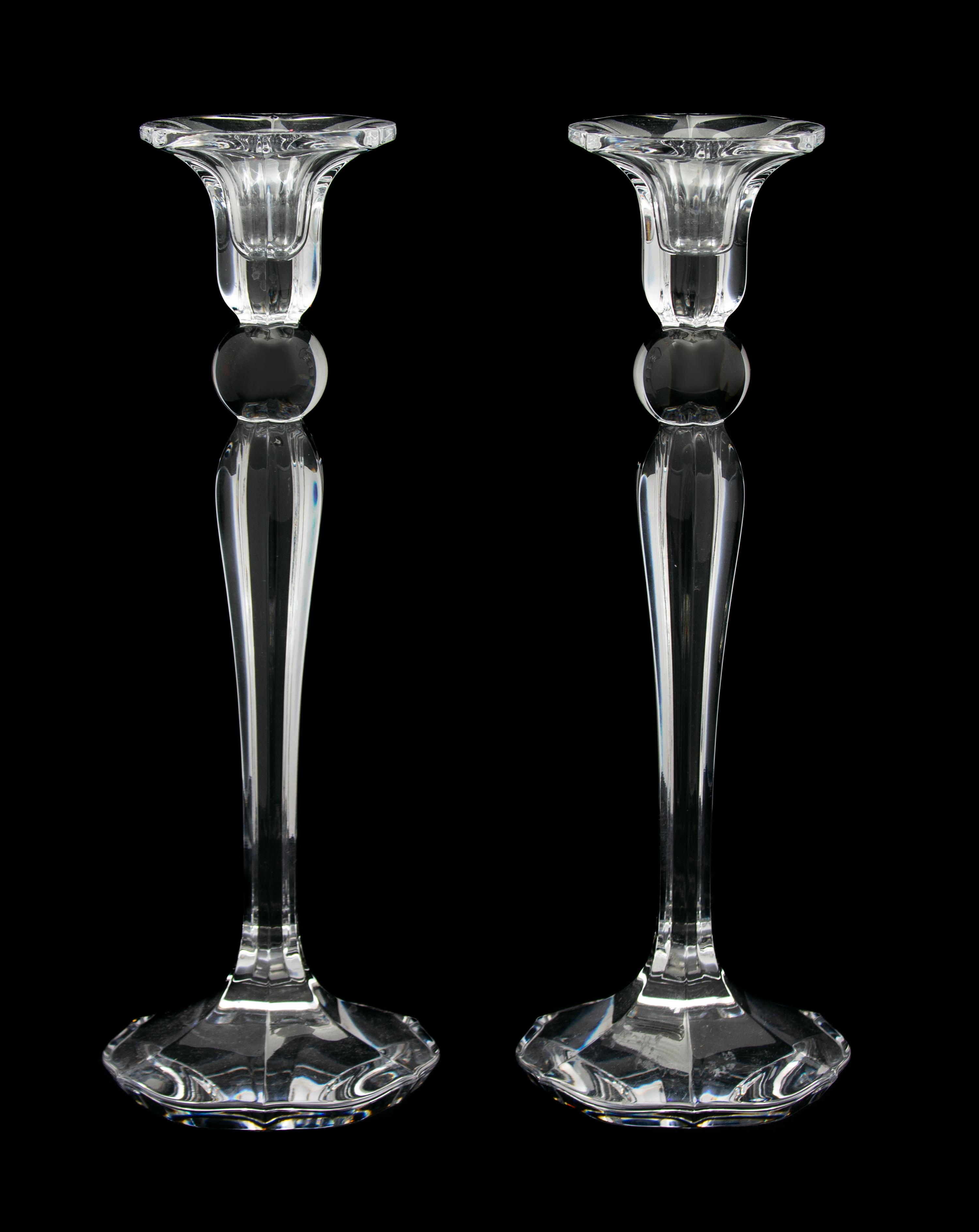 A Pair of Villeroy & Boch Crystal Candlesticks Height 11 inches. — 20TH CENTURY