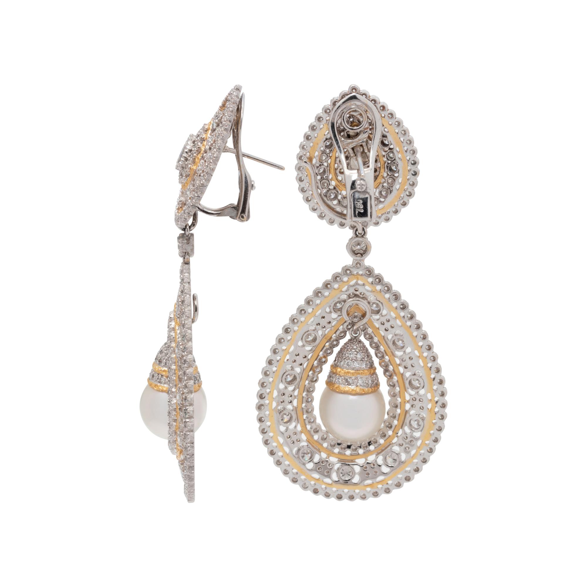 CONVERTIBLE DIAMOND AND CULTURED PEARL EARCLIPS