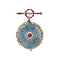 CARTIER, ANTIQUE GUILLOCHÉ ENAMEL LAPEL WATCH