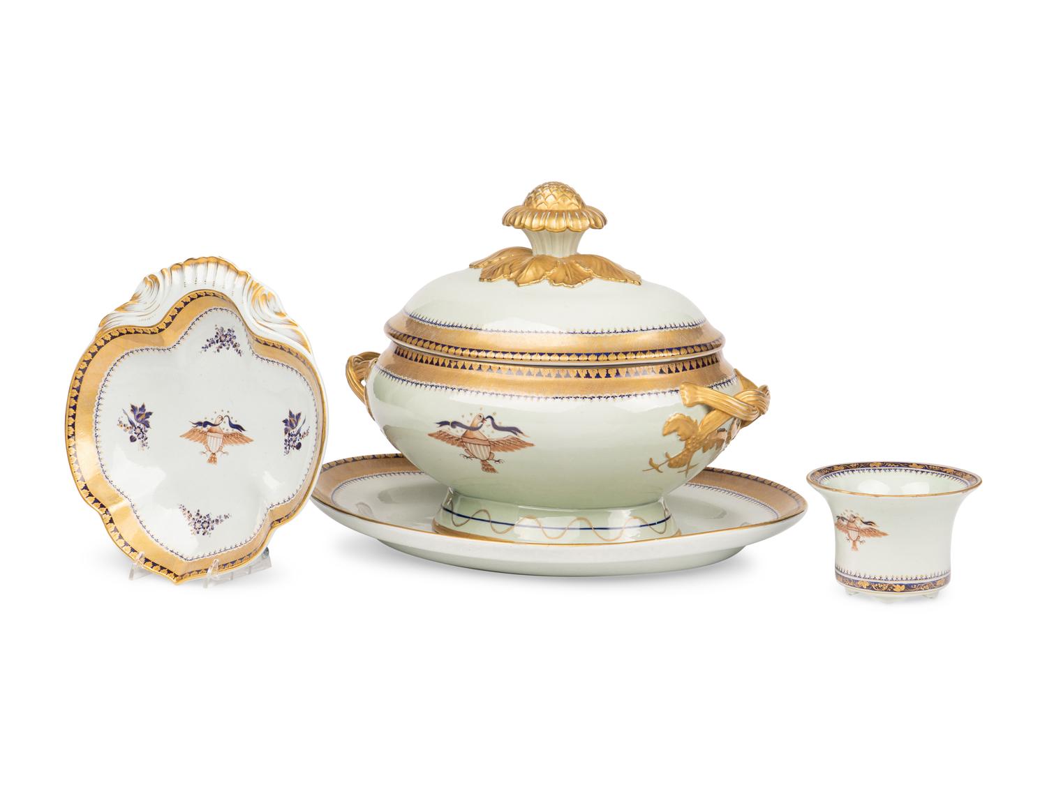 Three Mottahedeh Porcelain Articles