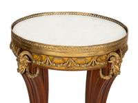 A Pair of Louis XVI Style Gilt Metal Mounted Walnut Gueridons