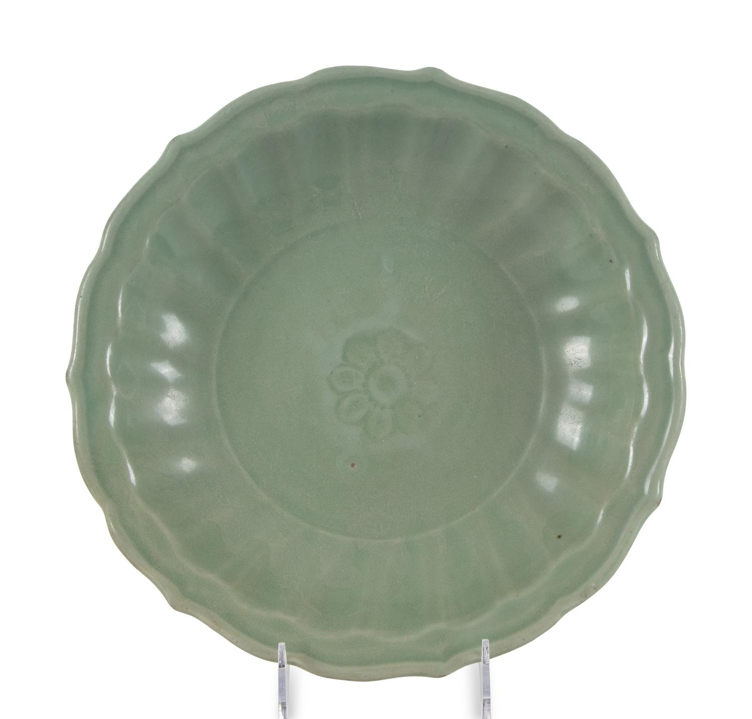 Two Longquan Celadon Glazed Porcelain Plates