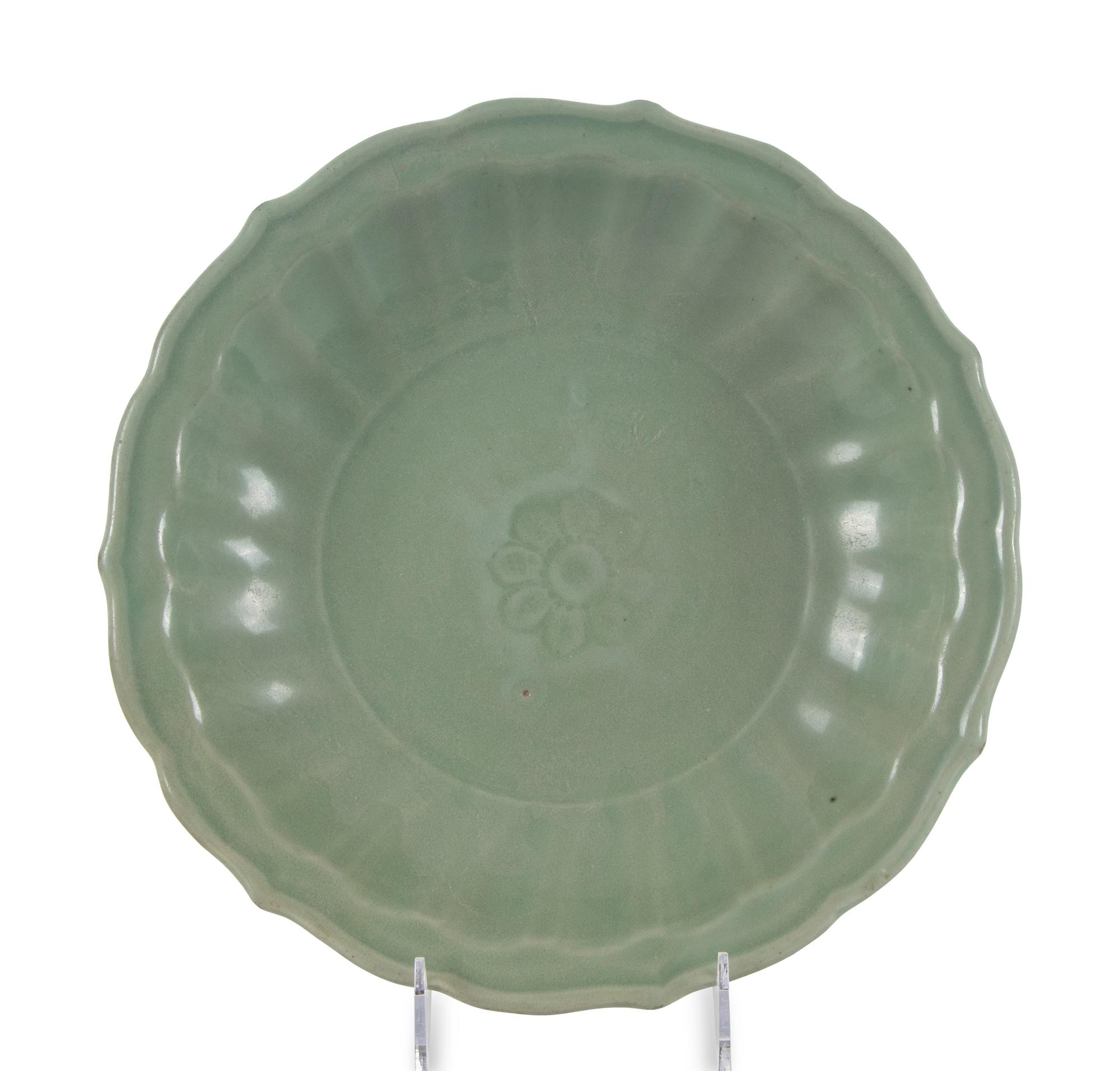 Two Longquan Celadon Glazed Porcelain Plates