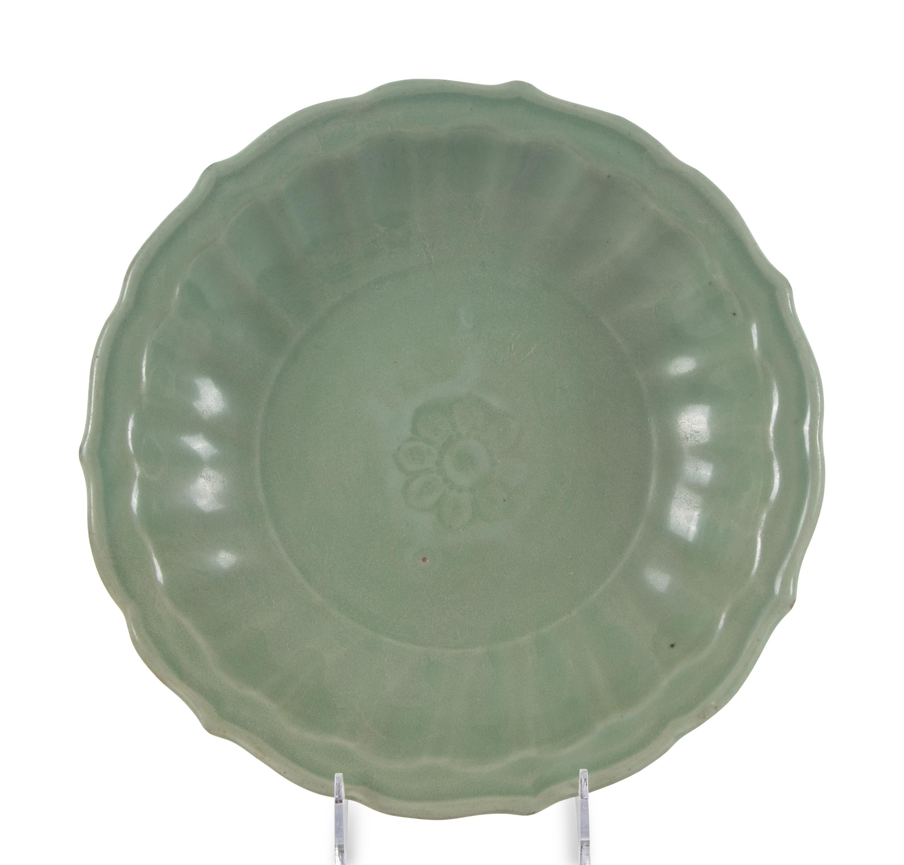 Two Longquan Celadon Glazed Porcelain Plates
