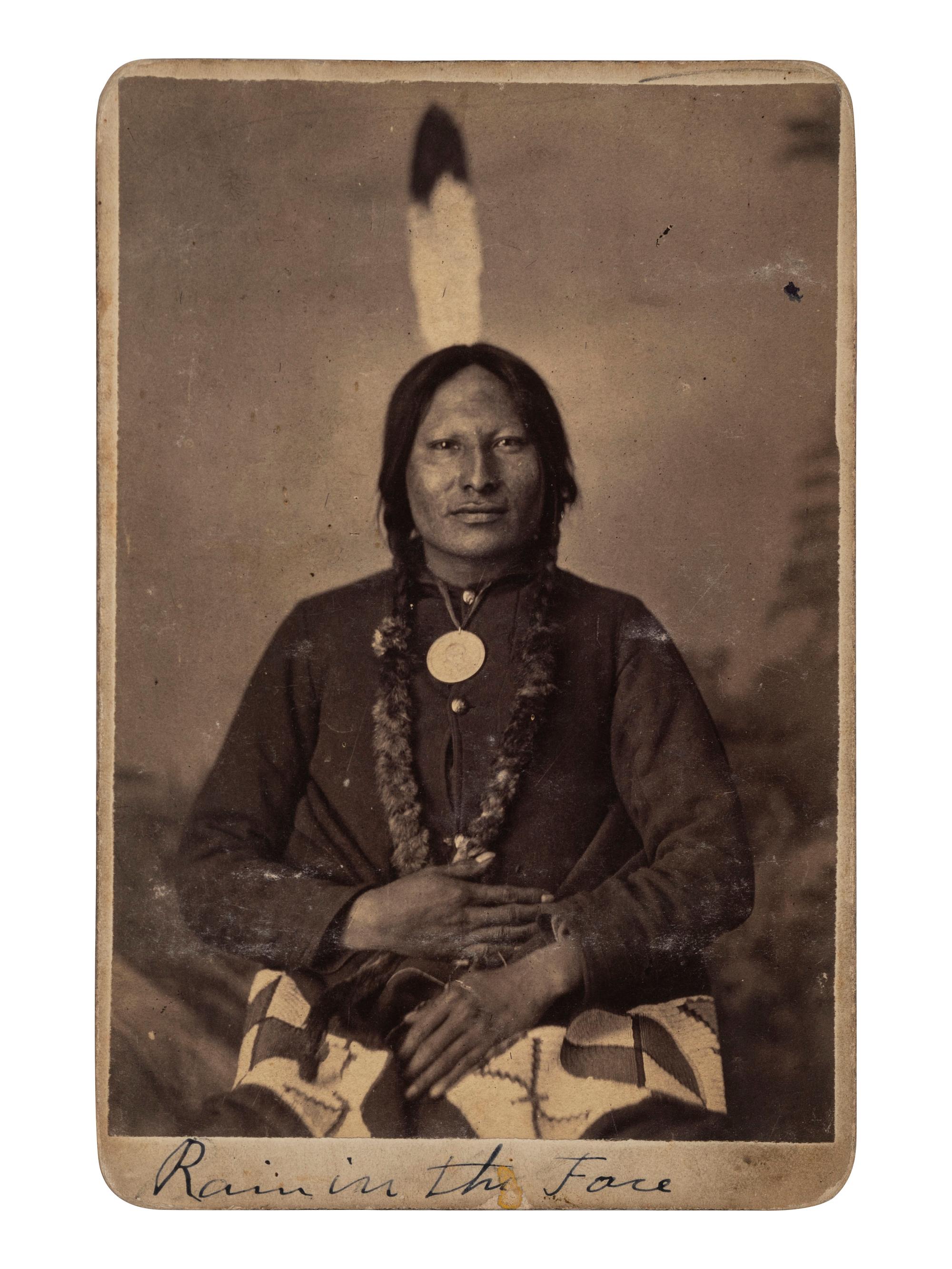 [NATIVE AMERICANS]. GOFF, O.S., photographer. Cabinet card portrait of Rain-in-the-Face. Bismarck, Dakota Territory.