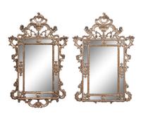 A Pair of Italian Baroque Style Silvered Mirrors