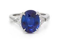 A Platinum, Sapphire and Diamond Ring, 5.70 dwts.