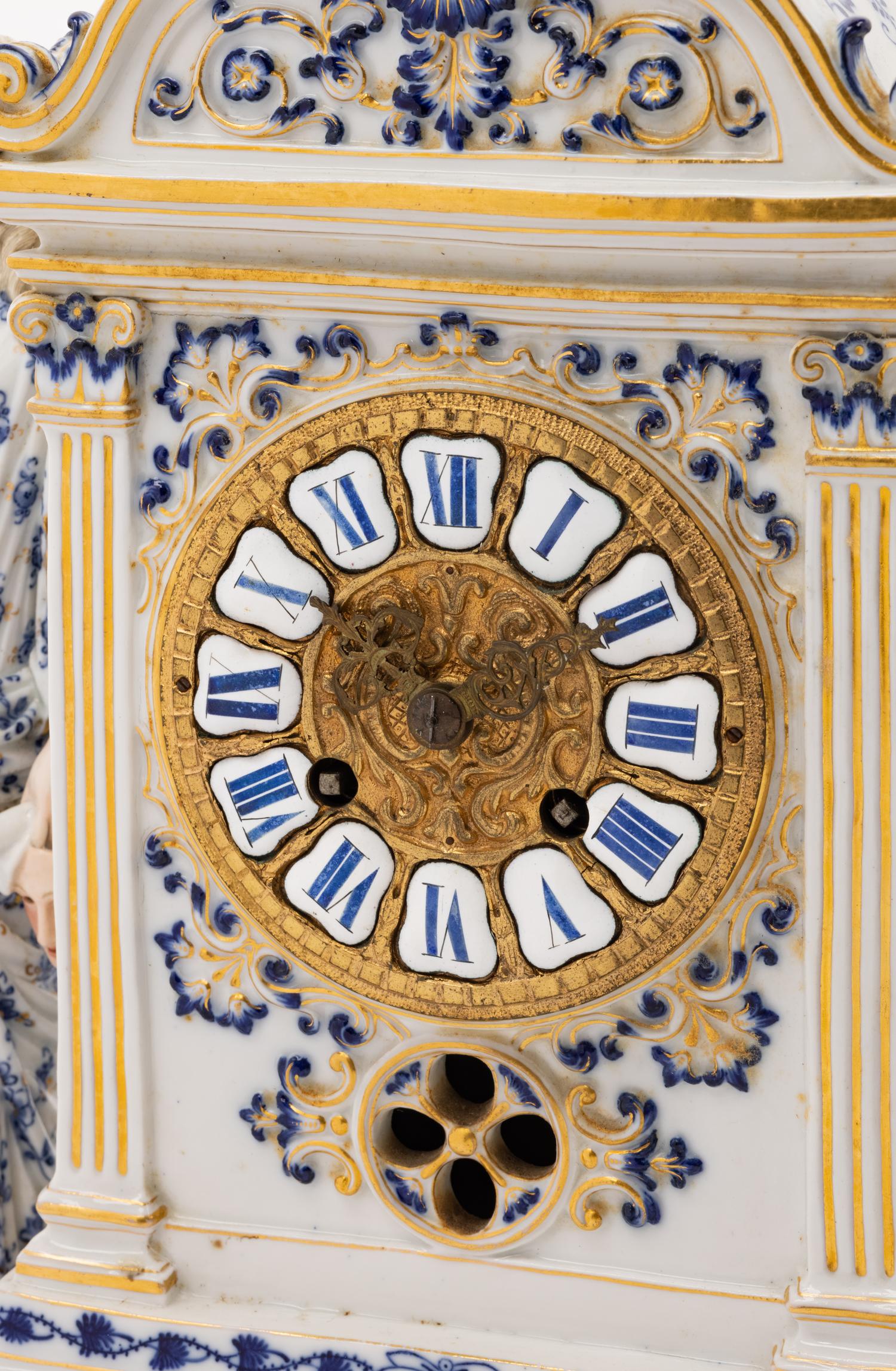 A Meissen Porcelain Mantel Clock