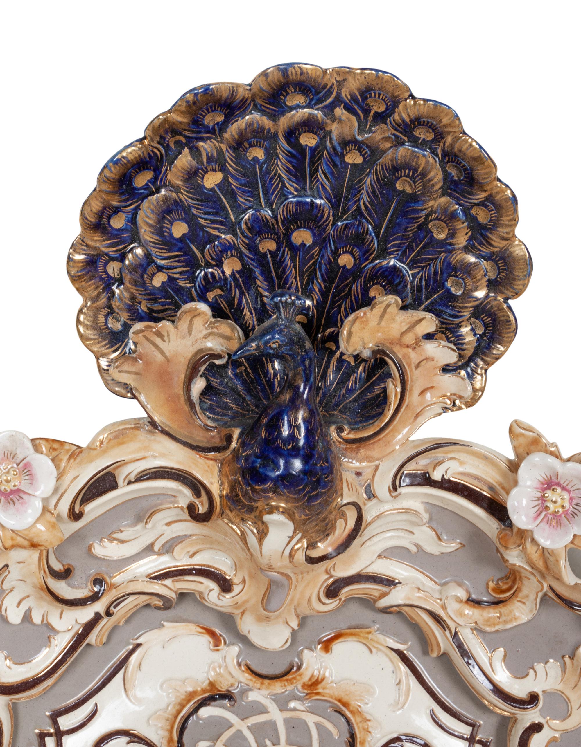 A Continental Majolica Wall Clock