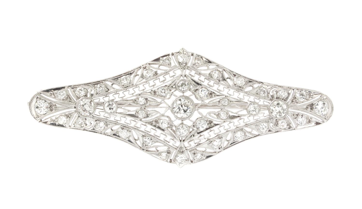 An Antique Platinum and Diamond Brooch, 6.30 dwts.