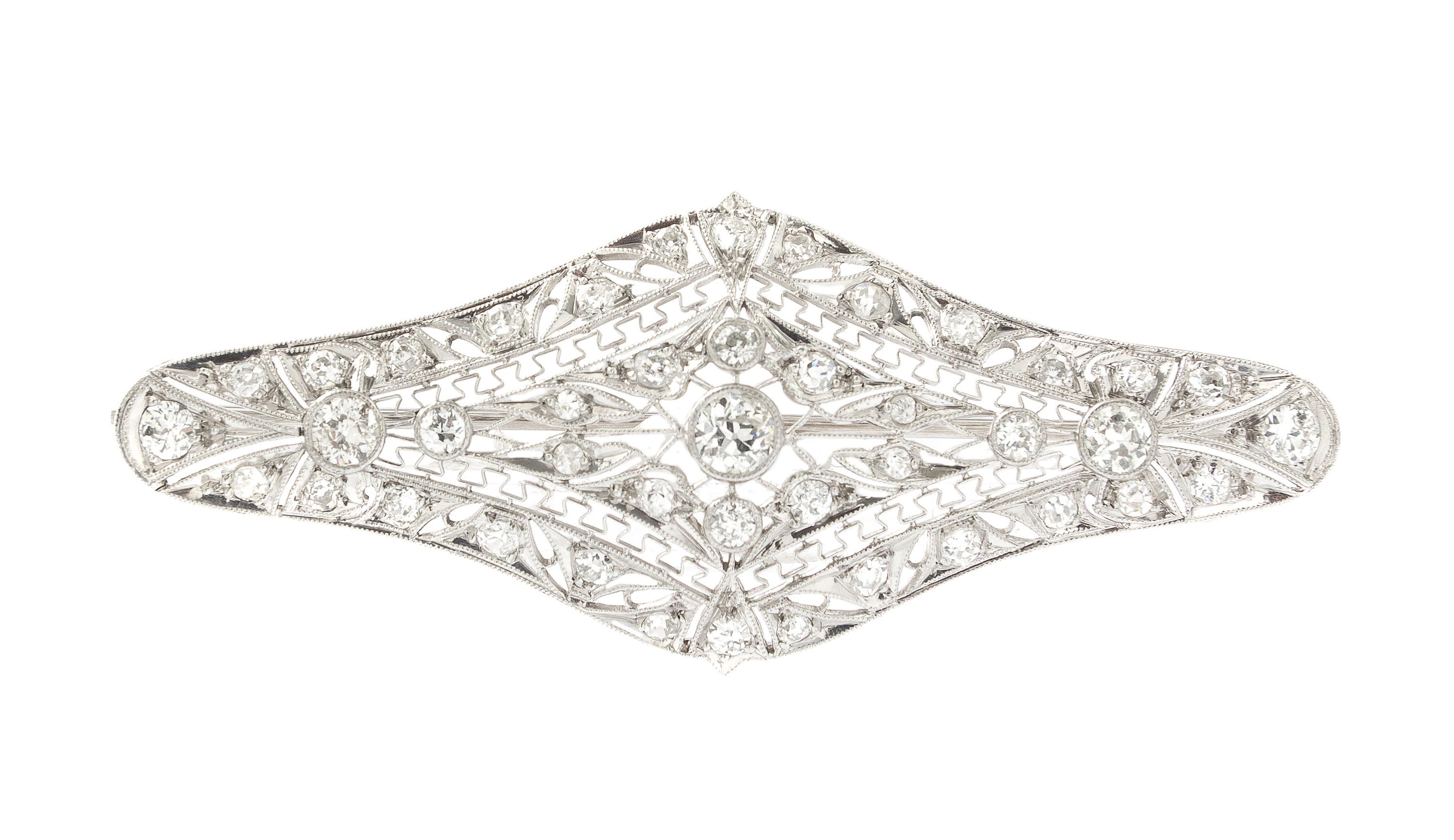 An Antique Platinum and Diamond Brooch, 6.30 dwts.
