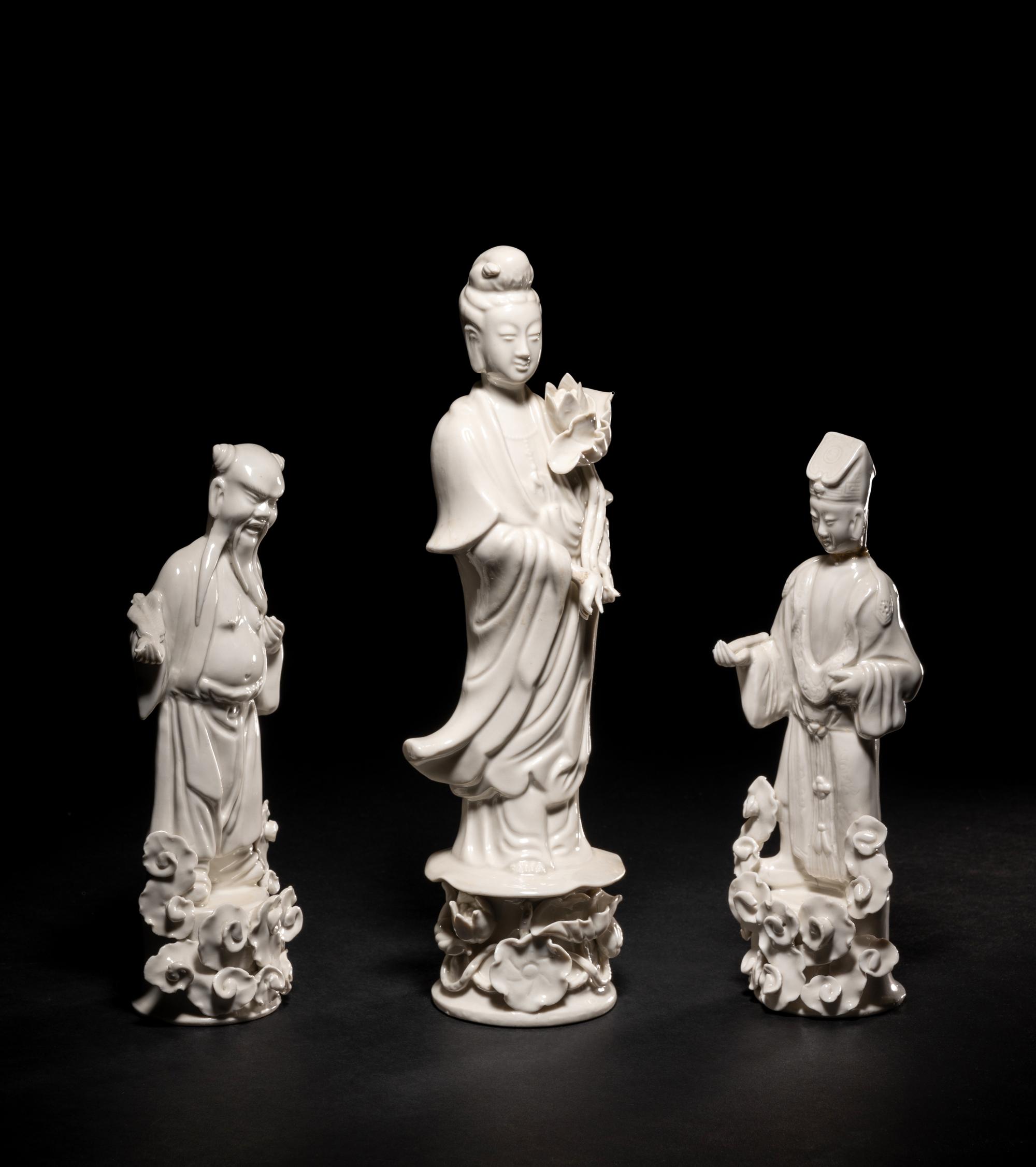 Three Blanc-de-Chine Porcelain Figures