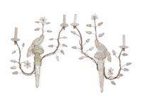 A Pair of Rock Crystal Mounted Two-Light Sconces in the Style of Maison Baguès