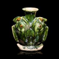 A Small Chinese Sancai Glazed 'Double Fish' Vase, Tang Dynasty 唐 三彩雙魚罐