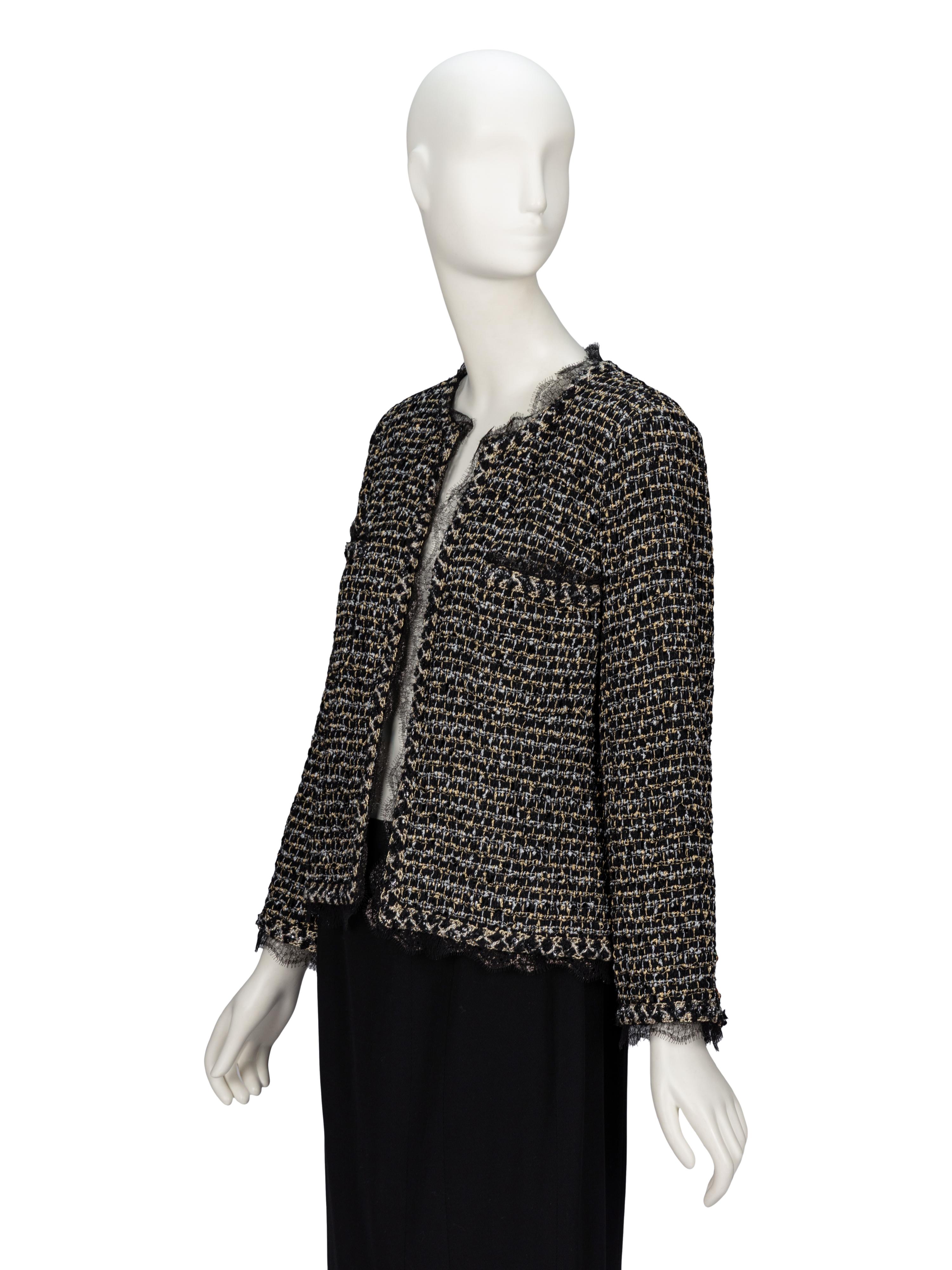 Chanel, Lace-Trimmed Tweed Cardigan Jacket
