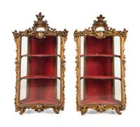 A Pair of Italian Giltwood Hanging Vitrines
