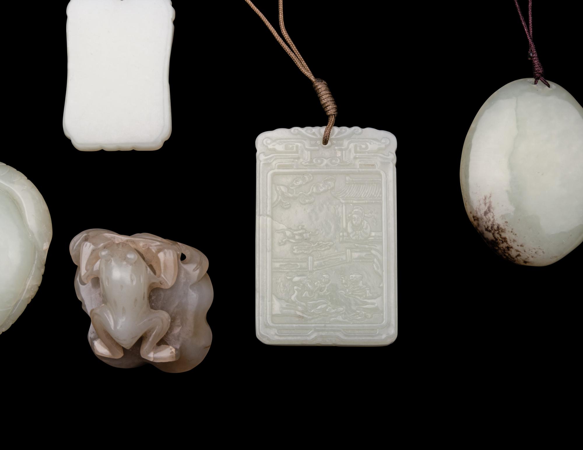 Six Chinese Celadon Jade Pendants