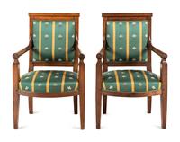 A Pair of Empire Walnut Fauteuils