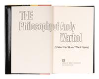 [ARTIST'S BOOK]. WARHOL, Andy (1928-1987). The Philosophy of Andy Warhol (From A to B and Back Again) . New York and London: Harcourt Brace Jovanovich, [1975].