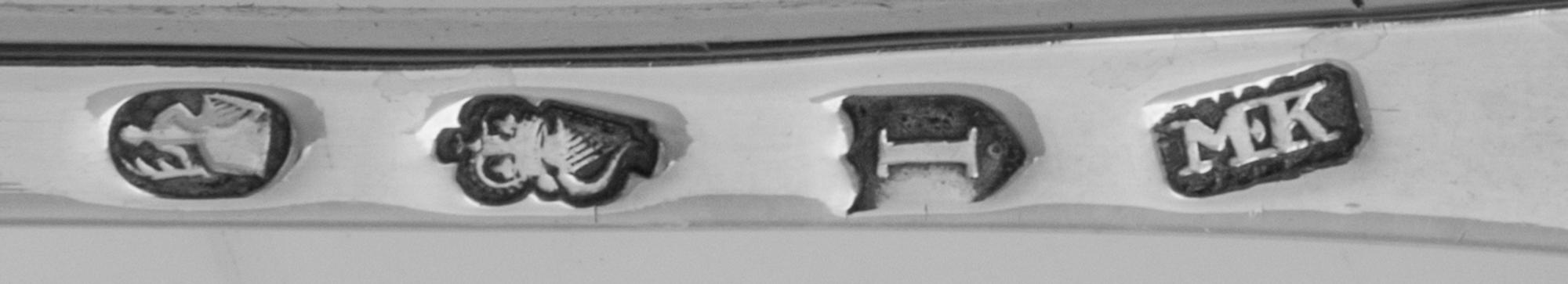 An Irish George III Silver Straining Spoon, Michael Keating I, Dublin, 1781, the Old English handle with a bright-cut wrigglework borde