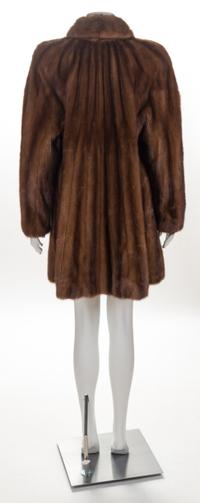 A Geoffrey Beene Brown Mink Knee-Length Coat, No size.