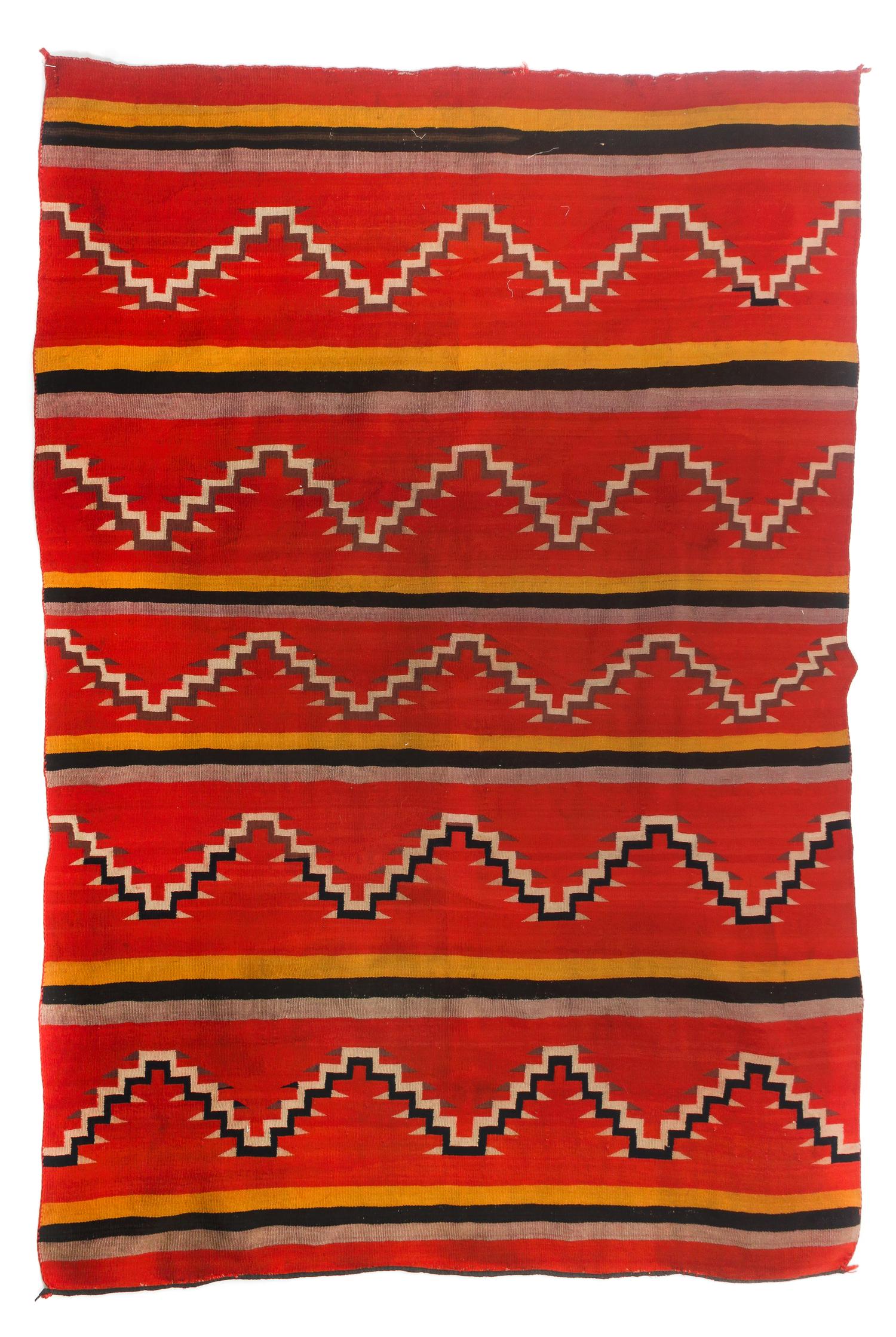 A Navajo Transitional Period Serape Rug Length 70 x width 54 1/4 inches. — CIRCA 1880