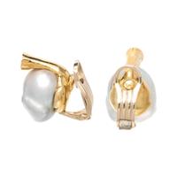 CULTURED BAROQUE PEARL AND DIAMOND EARCLIPS