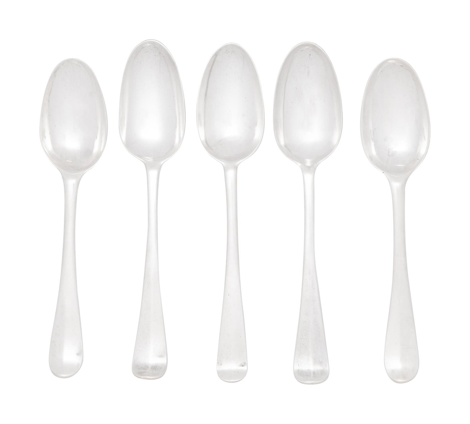 Five Irish Silver Soup Spoons