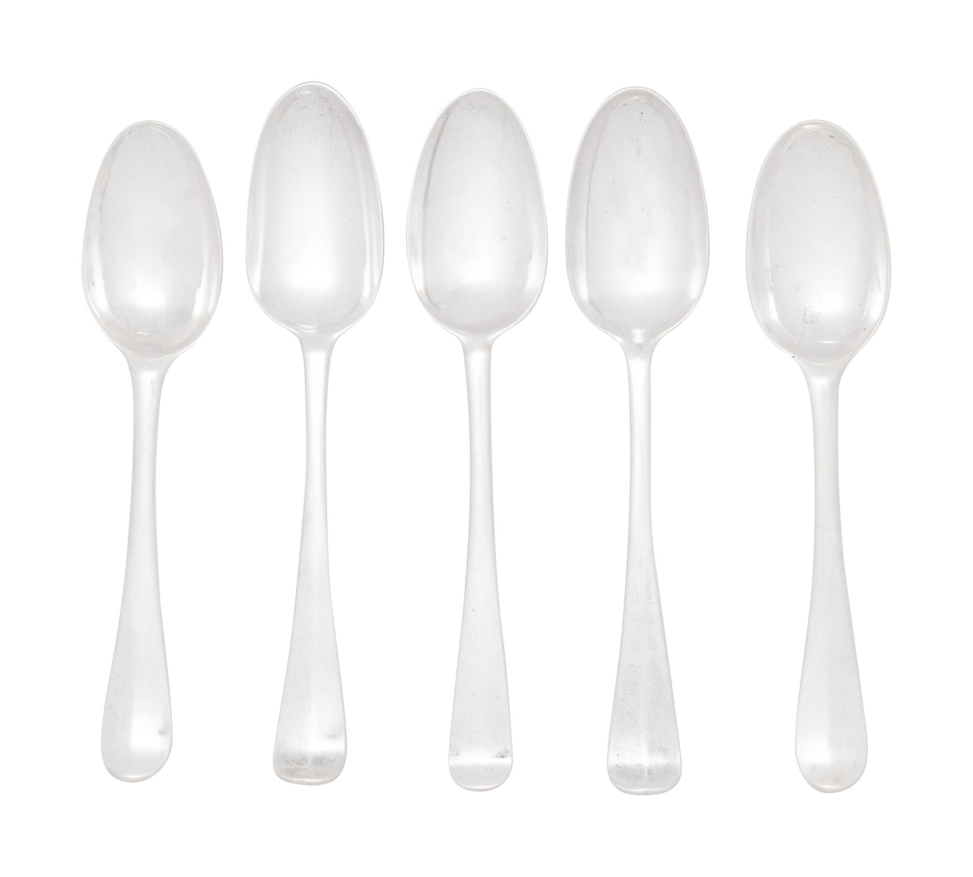 Five Irish Silver Soup Spoons