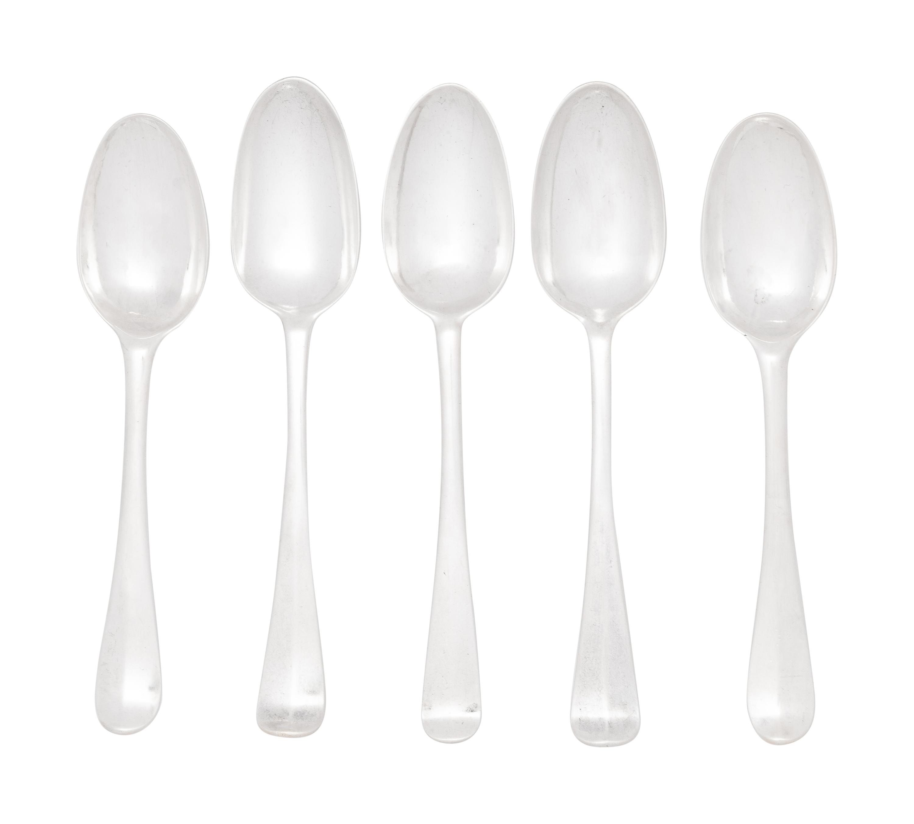 Five Irish Silver Soup Spoons