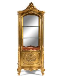 A Louis XV Style Giltwood Vitrine Cabinet