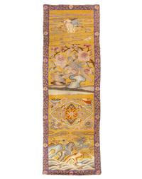 A Yellow Ground Kesi Silk Panel