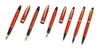 A Collection of Six Montblanc Coral Red Writing Insrtuments Length of first 5 1/4 inches.