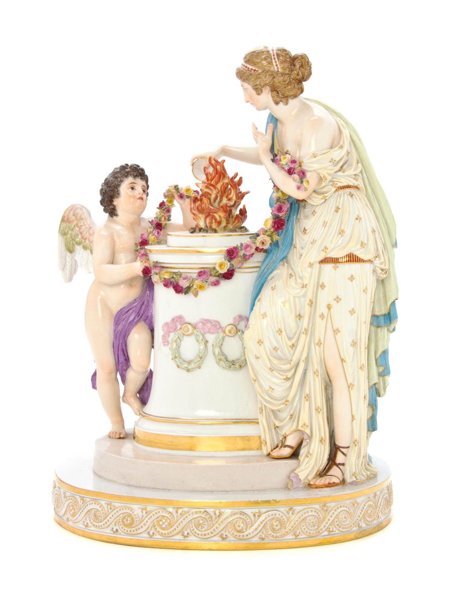 A Meissen Porcelain Figural Group, Height 14 1/4 inches.