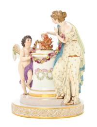 A Meissen Porcelain Figural Group, Height 14 1/4 inches.