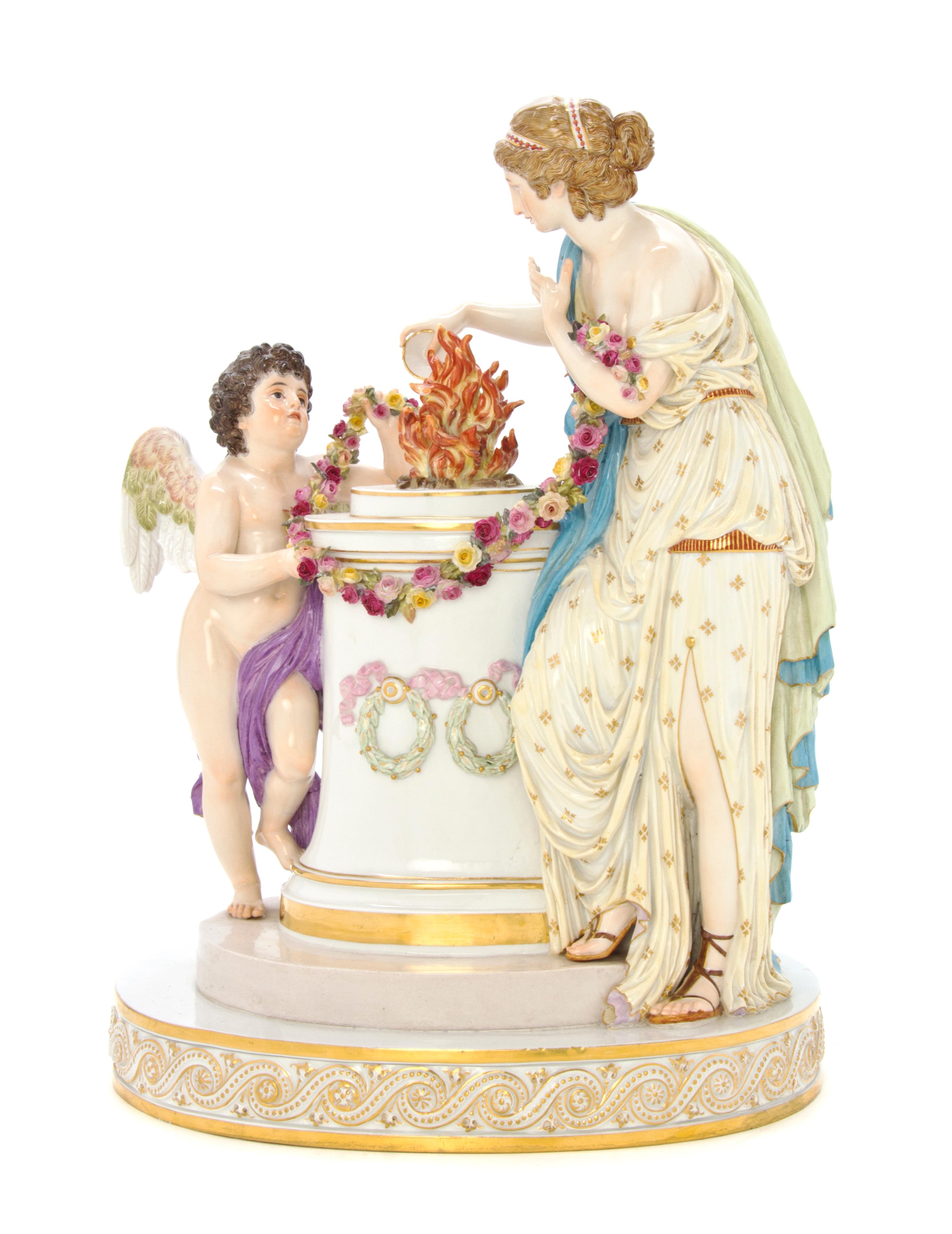 A Meissen Porcelain Figural Group, Height 14 1/4 inches.