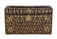 A French or Dutch Studded Leather Chest Height 24 3/4 x width 42 1/2 x depth 15 inches. — 18TH CENTURY