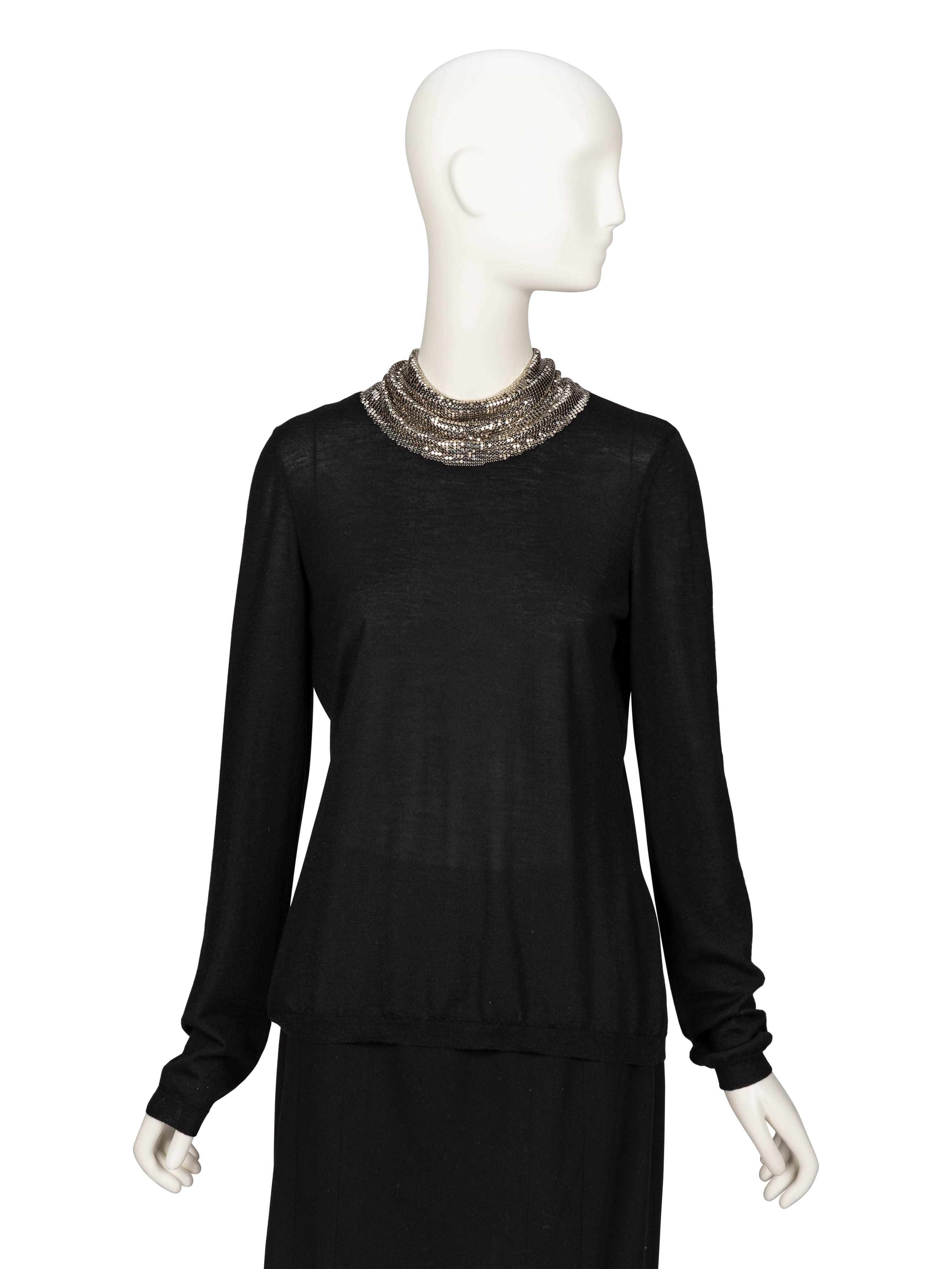 Chanel, Cashmere Shirt with Removable Metal Mesh Scarf