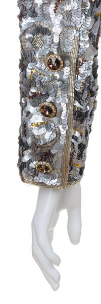 A Victor Costa Silver Sequin Jacket, Size 10.