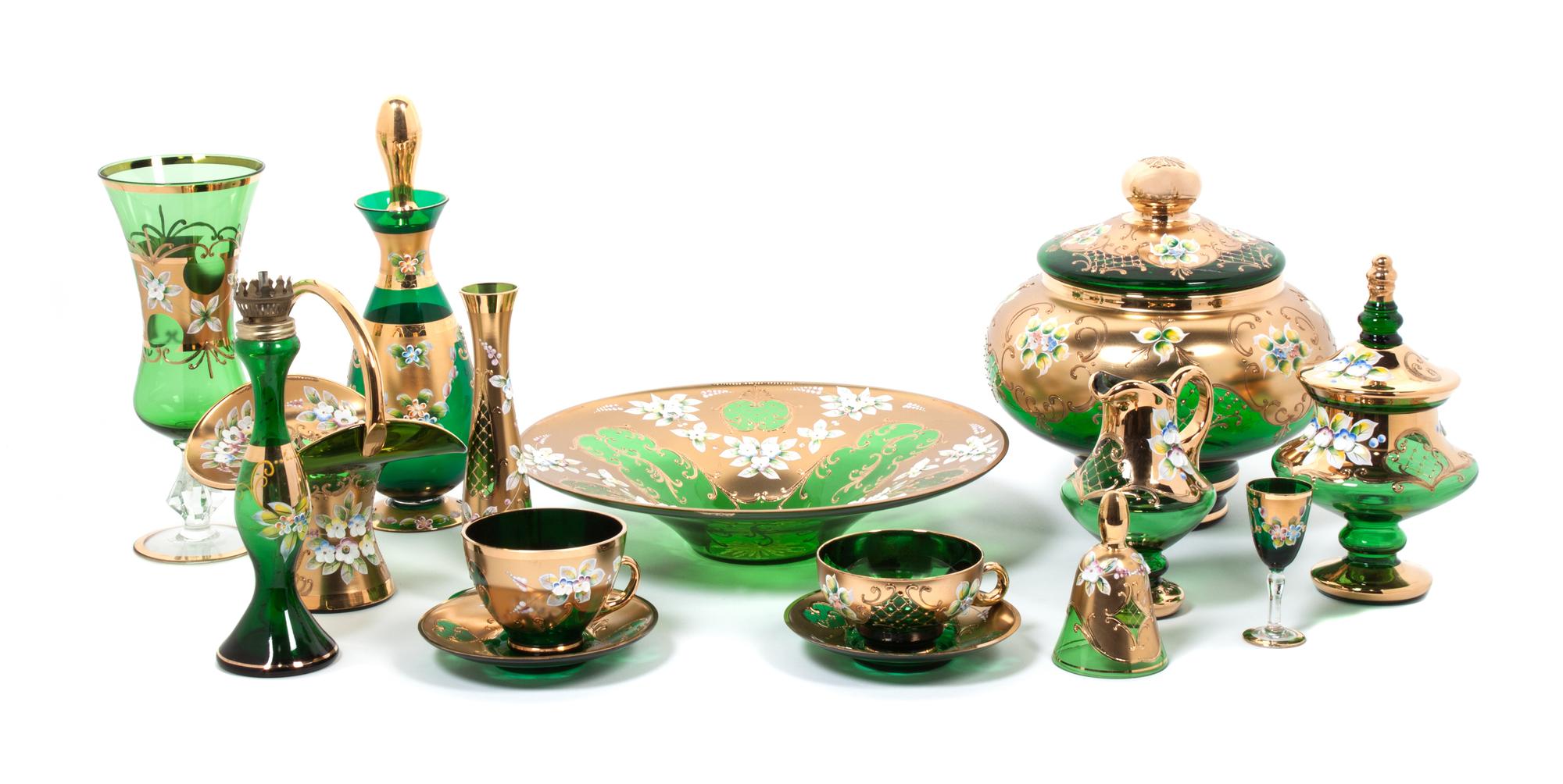 A Collection of Continental Glass Table Articles Height of first set 6 3/4 inches. — 20TH CENTURY