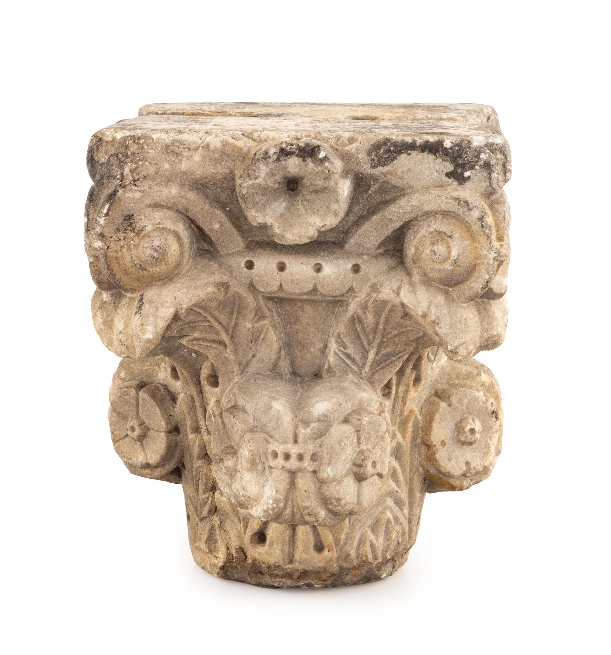 An Italian Carved Stone Capital From Palazzo Odescalchi