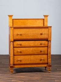 A Late Federal Cherrywood and Tiger Maple Chest of Drawers
