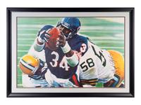 A Large Walter Payton Chicago Bears Signed Autograph Giclee on Canvas,