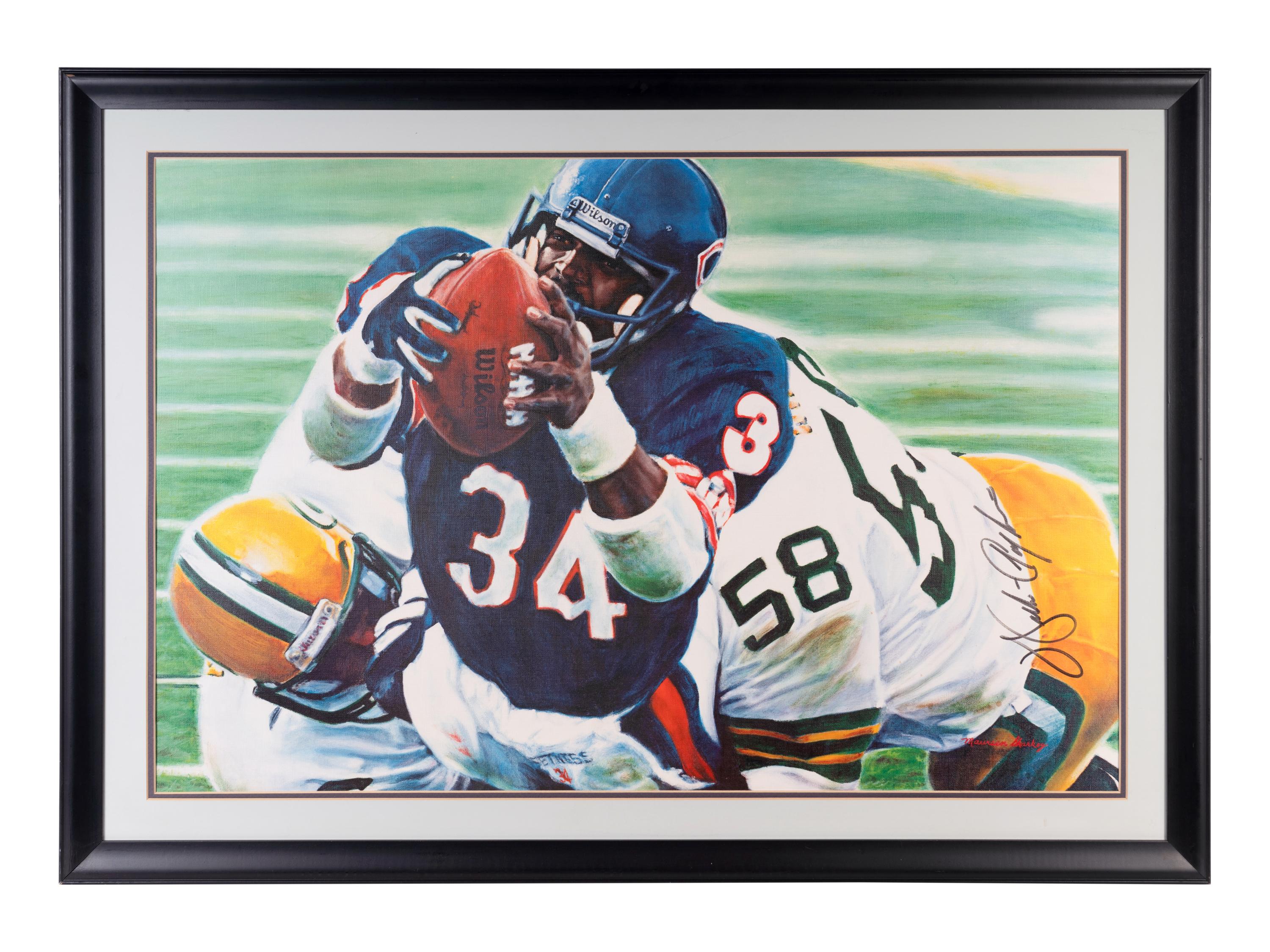 A Large Walter Payton Chicago Bears Signed Autograph Giclee on Canvas,
