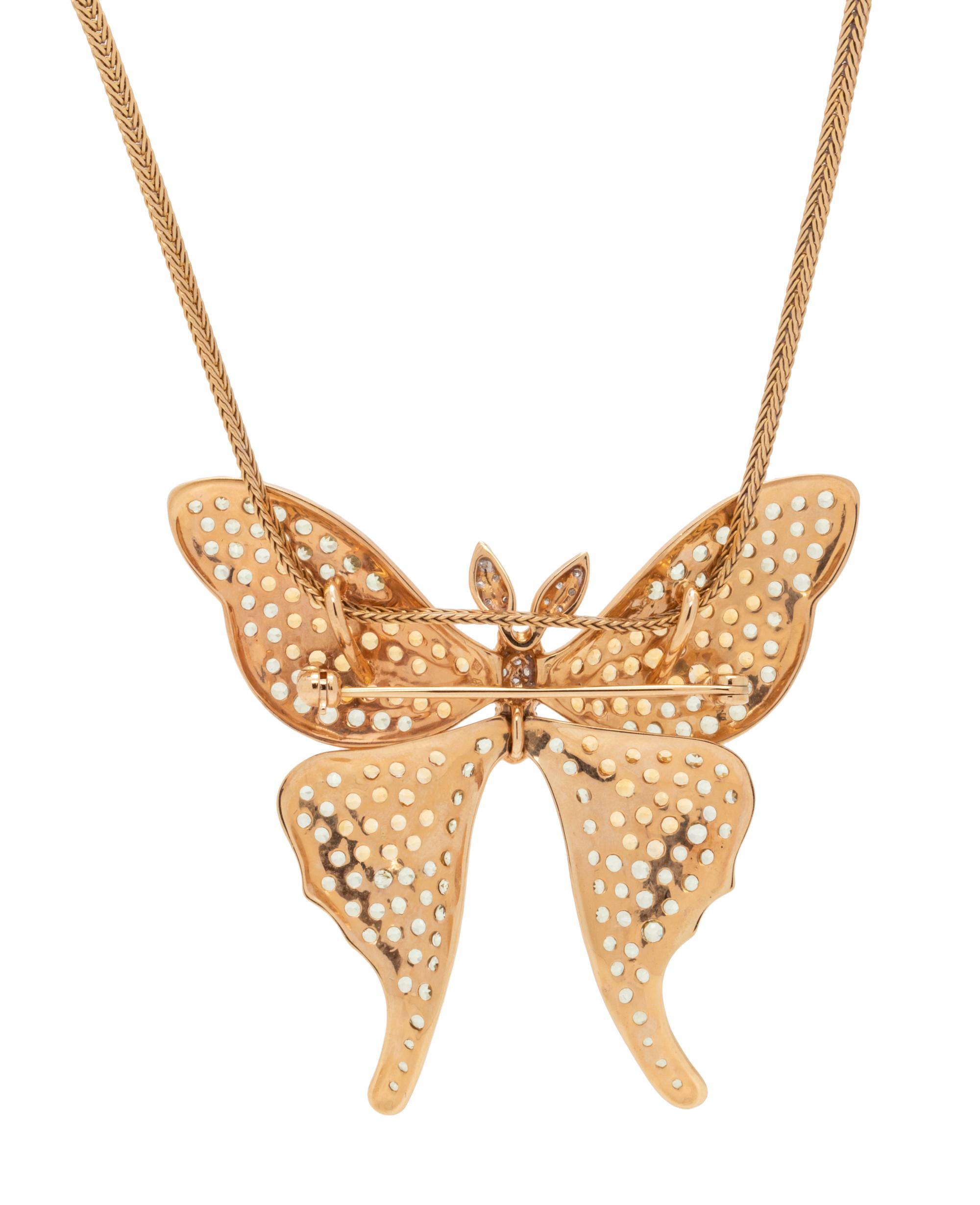 GEMSTONE AND DIAMOND BUTTERFLY NECKLACE