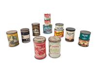 A Large Group of Country Store Advertising Coffee Tins